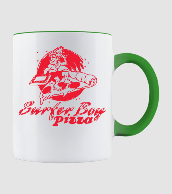surfer boy pizza stranger things model verde de măr pe tricou