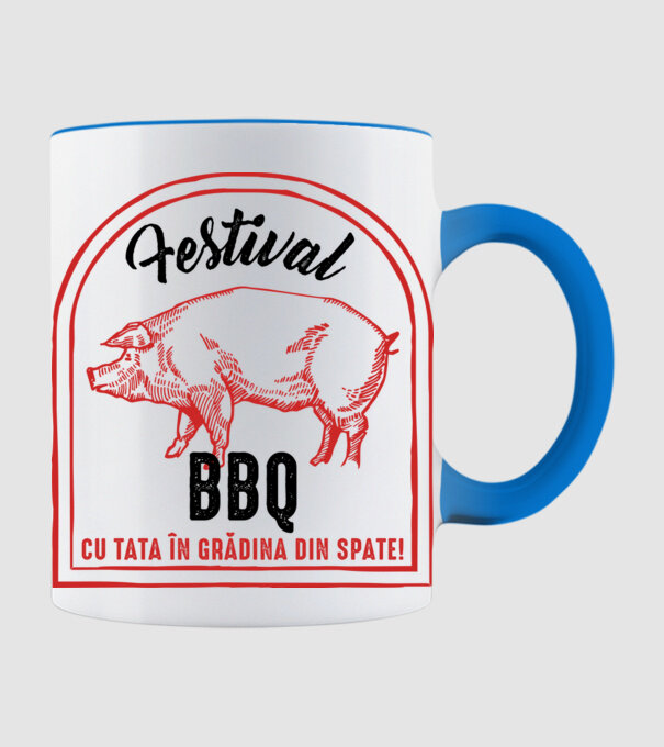 Festival BBQ - cu tata în grădina din spate! model albastru deschis pe tricou