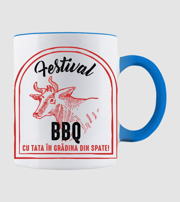 Festival BBQ - cu tata în grădina din spate! model albastru deschis pe tricou