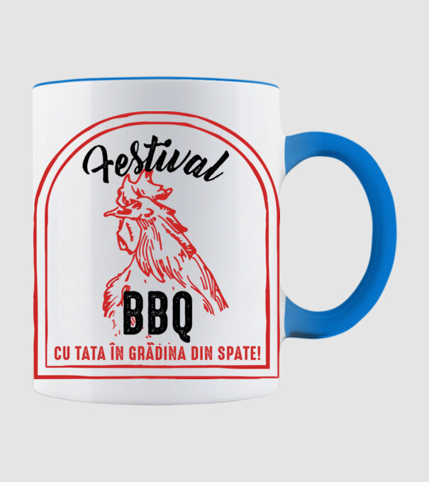 Festival BBQ - cu tata în grădina din spate! model albastru deschis pe tricou