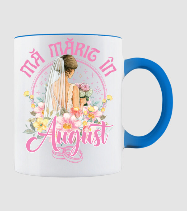 mă mărit - în august model albastru deschis pe tricou