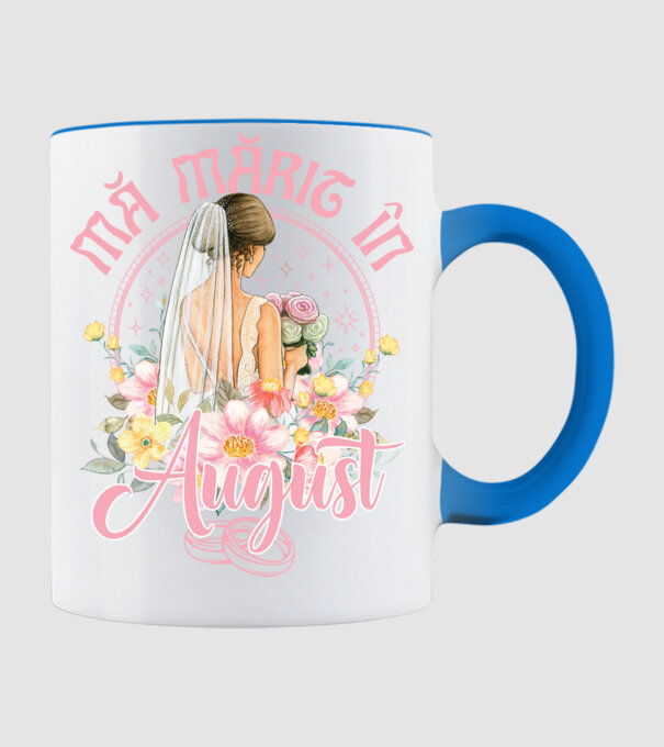 mă mărit - în august model albastru deschis pe tricou