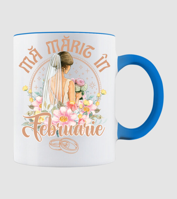 mă mărit - în februarie model albastru deschis pe tricou