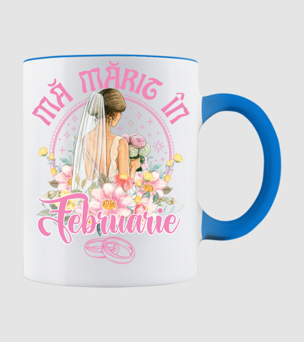 mă mărit - în februarie model albastru deschis pe tricou
