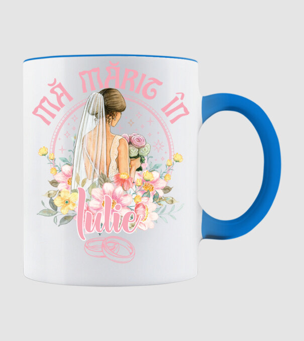 mă mărit - în iulie model albastru deschis pe tricou
