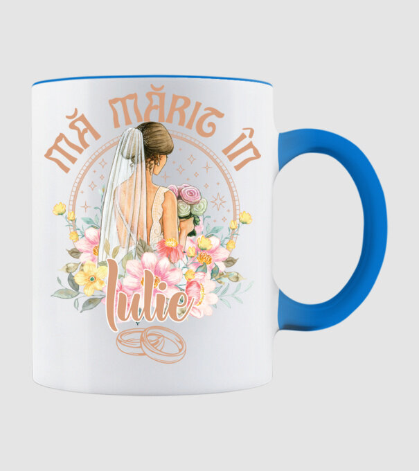 mă mărit - în iulie model albastru deschis pe tricou