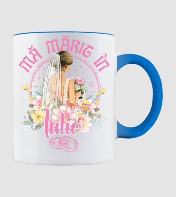mă mărit - în iulie model albastru deschis pe tricou