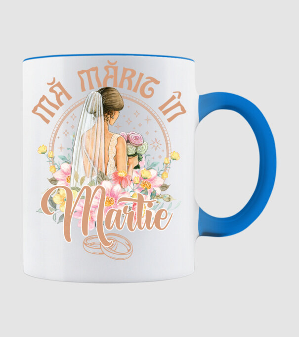 mă mărit - în martie model albastru deschis pe tricou