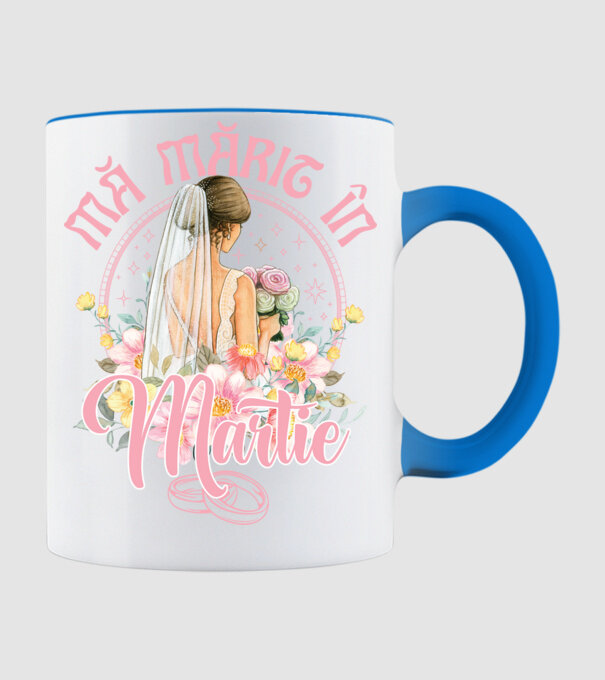 mă mărit - în martie model albastru deschis pe tricou