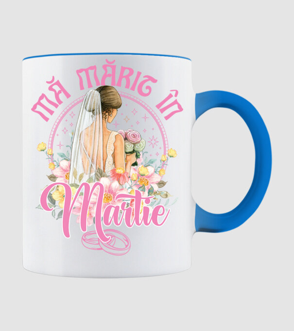 mă mărit - în martie model albastru deschis pe tricou