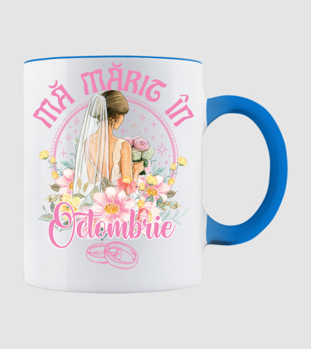 mă mărit - în octombrie model albastru deschis pe tricou