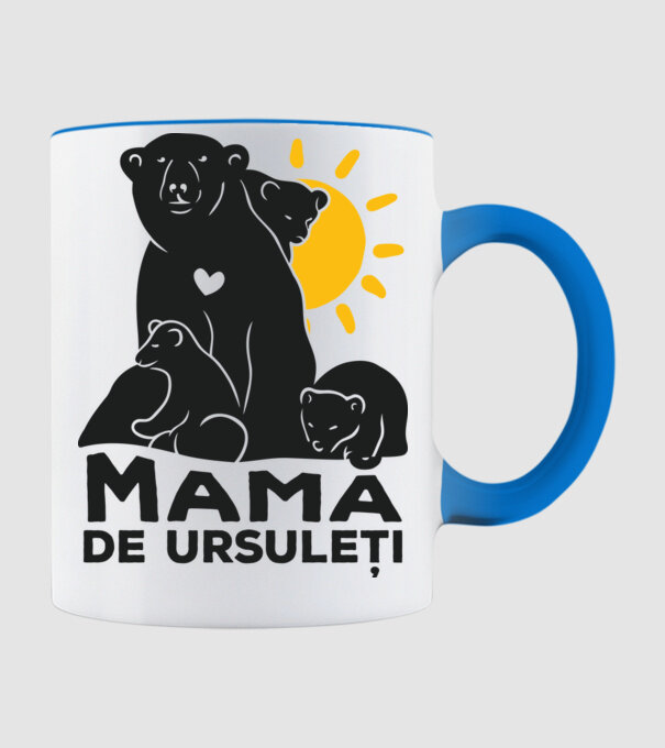 Mamă de ursuleți model albastru deschis pe tricou