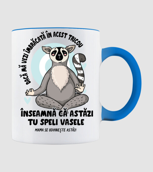 Dacă o vezi îmbrăcată în acest tricou, înseamnă că astăzi tu speli vasele. Mama se odihnește astăzi. model albastru deschis pe tricou