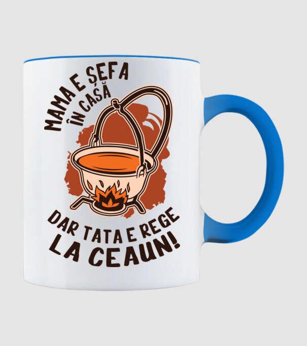 Mama e șefa în casă, dar tata e rege la ceaun! model albastru deschis pe tricou