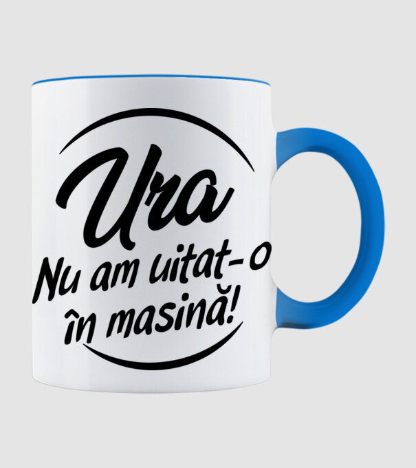 Ura! Nu l-am uitat în mașină! / Ura! Nu am uitat-o în mașină! model albastru deschis pe tricou