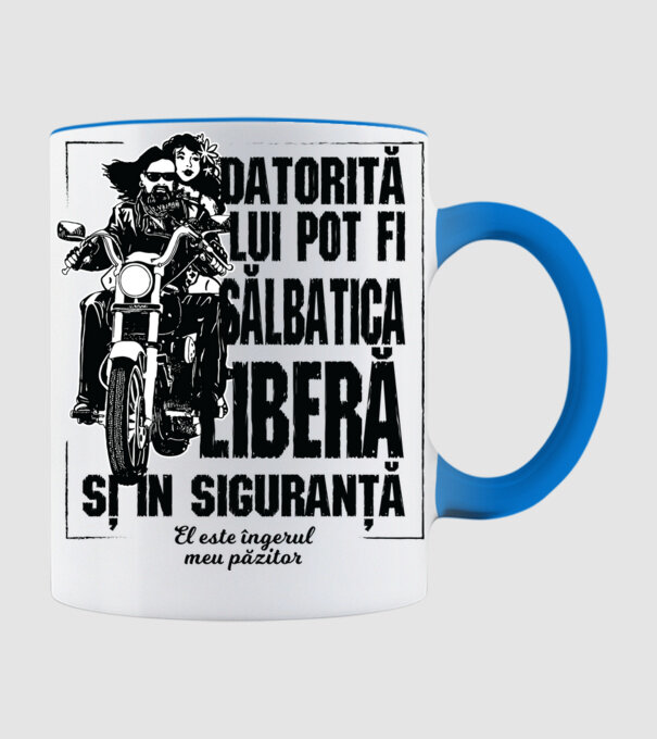 datorită lui pot fi sălbatică, liberă și în siguranță - el este îngerul meu păzitor model albastru deschis pe tricou