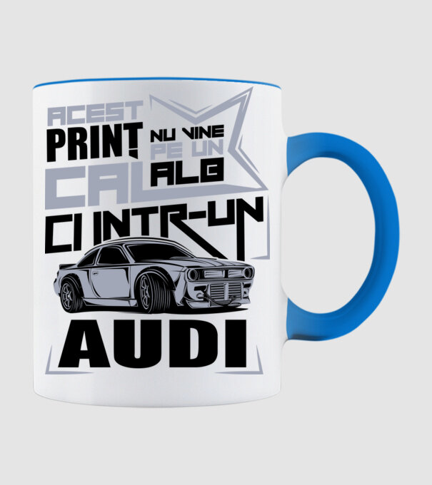 Acest prinț nu vine pe un cal alb, ci într-un Audi model albastru deschis pe tricou