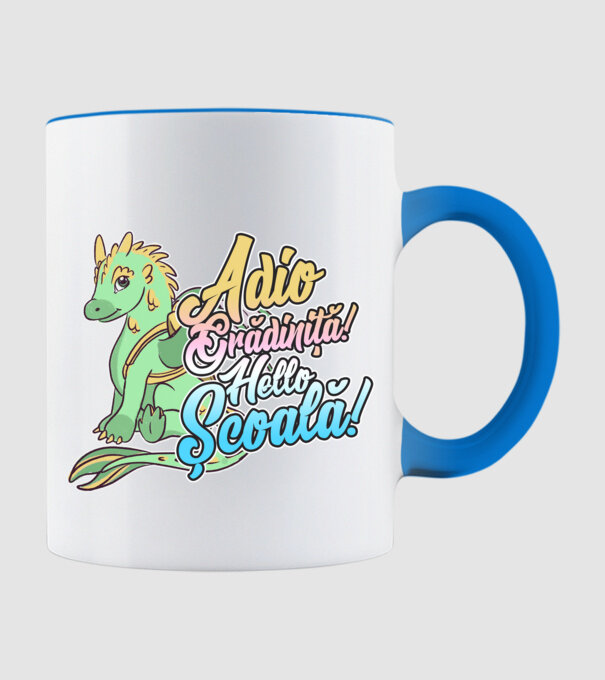 Adio grădiniță! Hello școală! model albastru deschis pe tricou