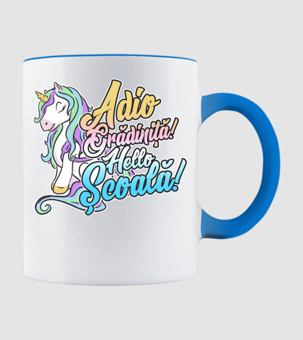 Adio grădiniță! Hello școală! model albastru deschis pe tricou