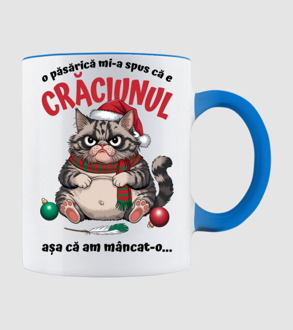 Am mâncat pasărea Crăciun pisică Alb model albastru deschis pe tricou