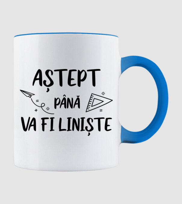 Aștept până va fi liniște model albastru deschis pe tricou