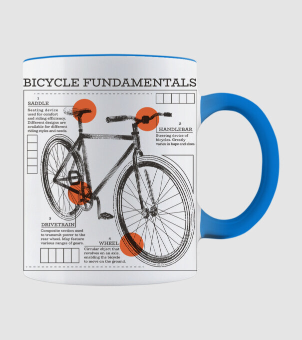Bicycle fundamentals model albastru deschis pe tricou