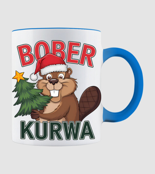 Bober kurwa Christmas model albastru deschis pe tricou