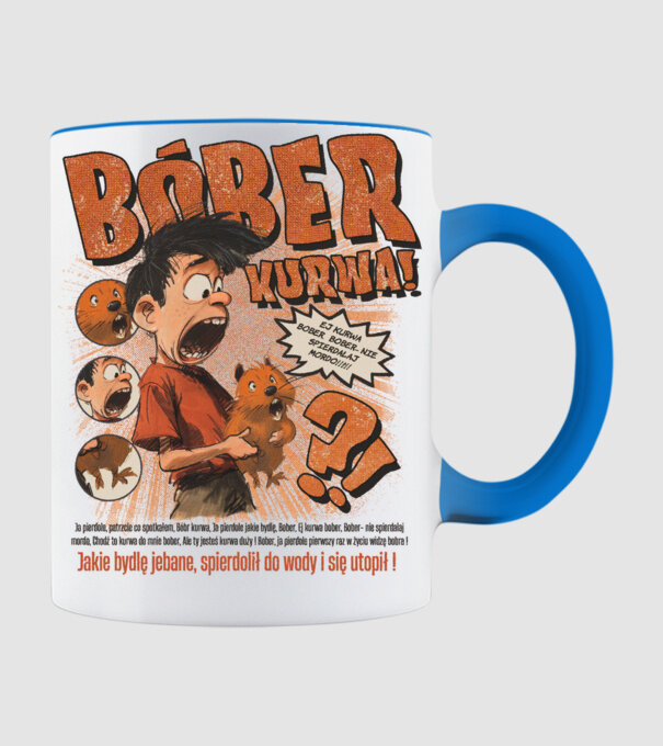 Bobr Kurwa comic model albastru deschis pe tricou