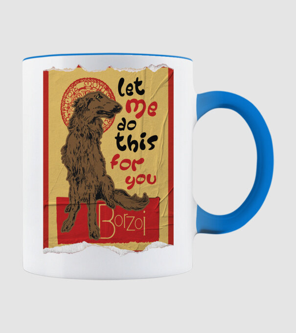 BORZOI retro poster chat noir poster texture model albastru deschis pe tricou