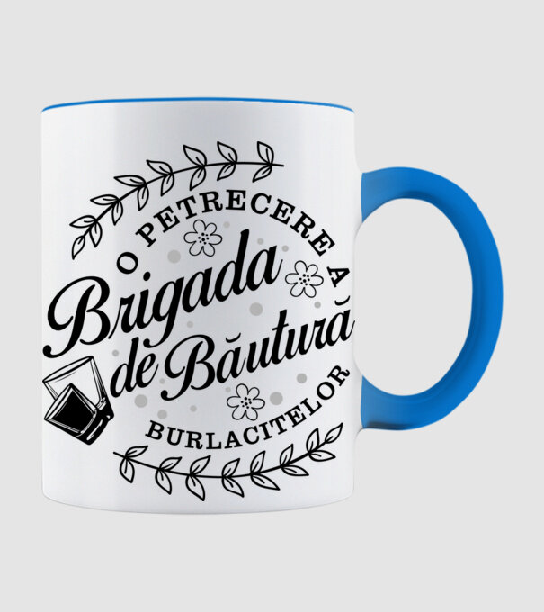 Brigada de băutură model albastru deschis pe tricou