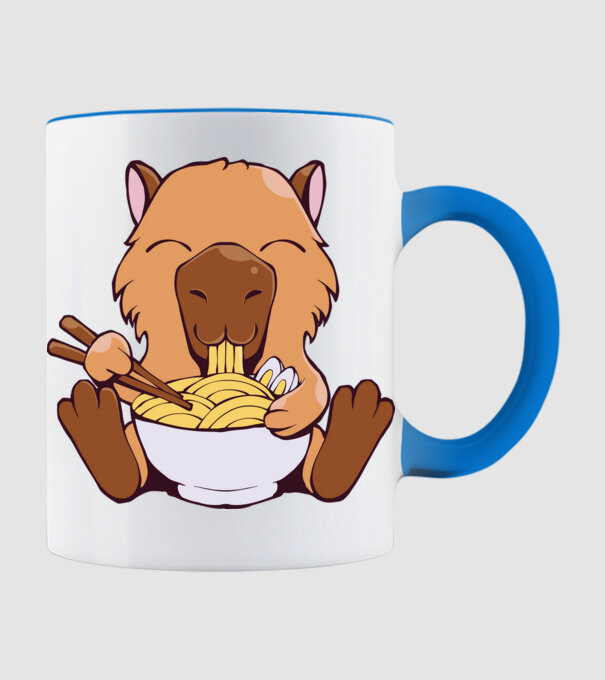 Capibară Ramen model albastru deschis pe tricou