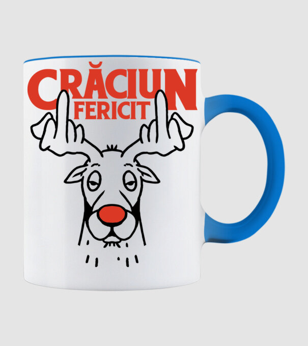 Căprioară de Crăciun antisocială model albastru deschis pe tricou