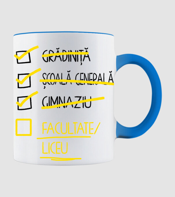 Cheklist educație - Gimnaziu alb model albastru deschis pe tricou
