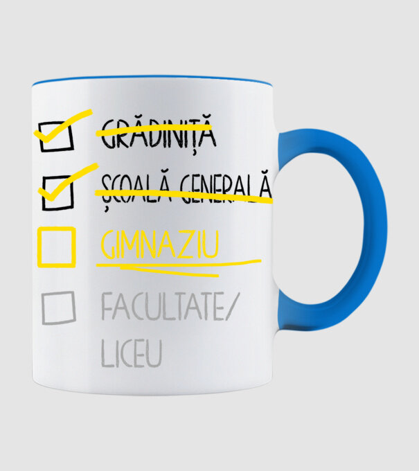 Cheklist educație - Școala primară alb model albastru deschis pe tricou