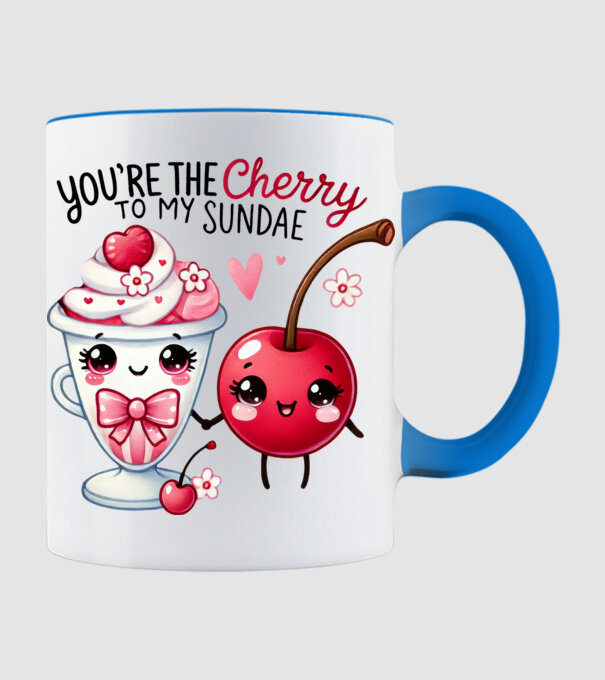 Cherry to my Sunday model albastru deschis pe tricou