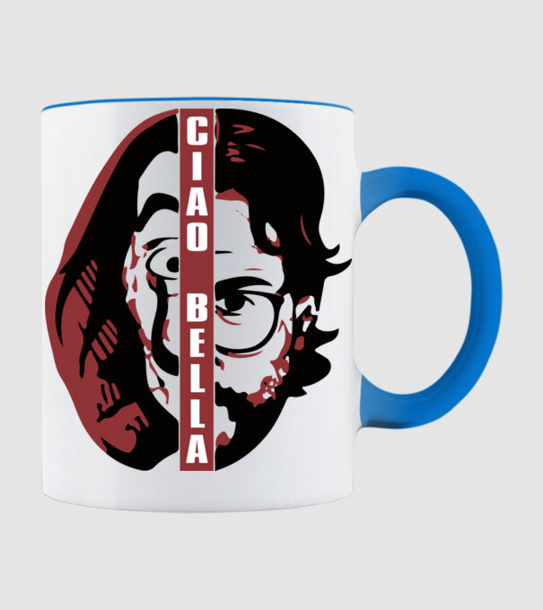 ciao bella professor model albastru deschis pe tricou