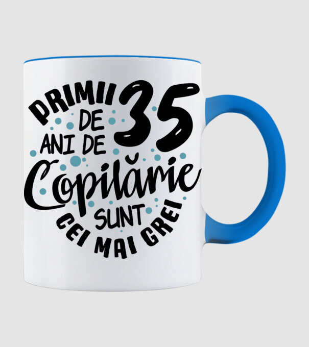 Copilărie 35 de ani model albastru deschis pe tricou