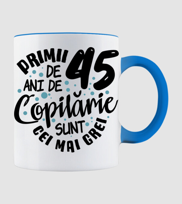 Copilărie 45 de ani model albastru deschis pe tricou
