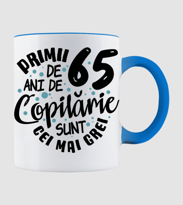 Copilărie 65 de ani model albastru deschis pe tricou