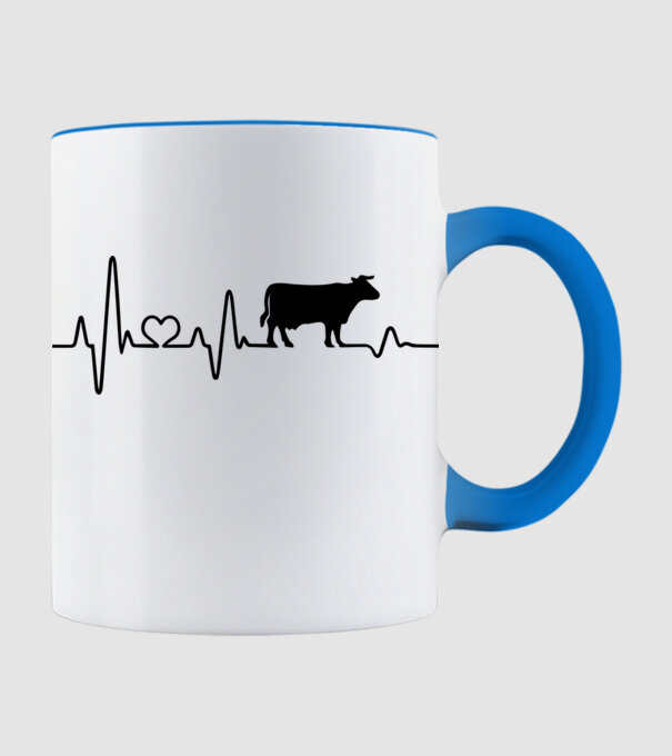 Cow Heartbeat model albastru deschis pe tricou