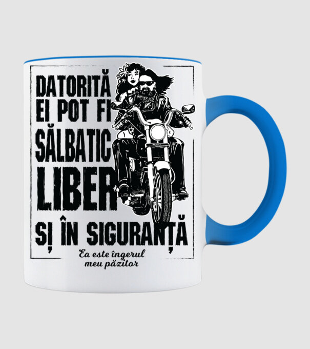 datorită lui pot fi sălbatică, liberă și în siguranță - el este îngerul meu păzitor model albastru deschis pe tricou