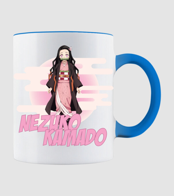 Demon Slayer Nezuko model albastru deschis pe tricou