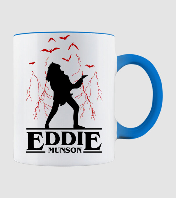 eddie munson stranger things model albastru deschis pe tricou