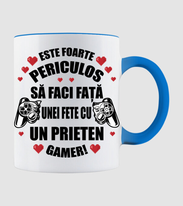 este foarte periculos să faci față unei fete cu un prieten gamer! model albastru deschis pe tricou