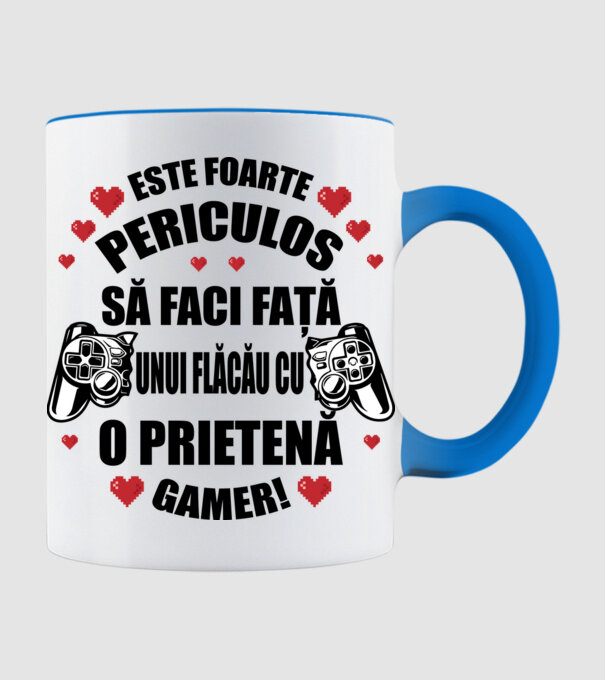 este foarte periculos să faci față unui flăcău cu o prietenă gamer! model albastru deschis pe tricou