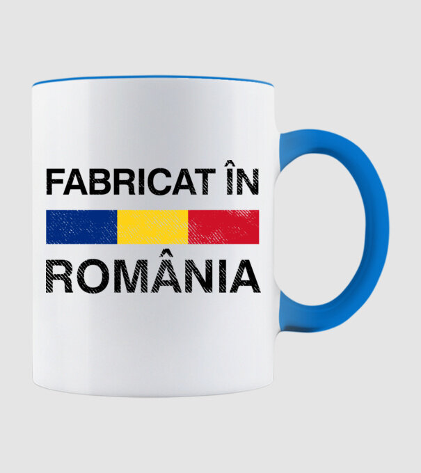 Fabricat în România model albastru deschis pe tricou