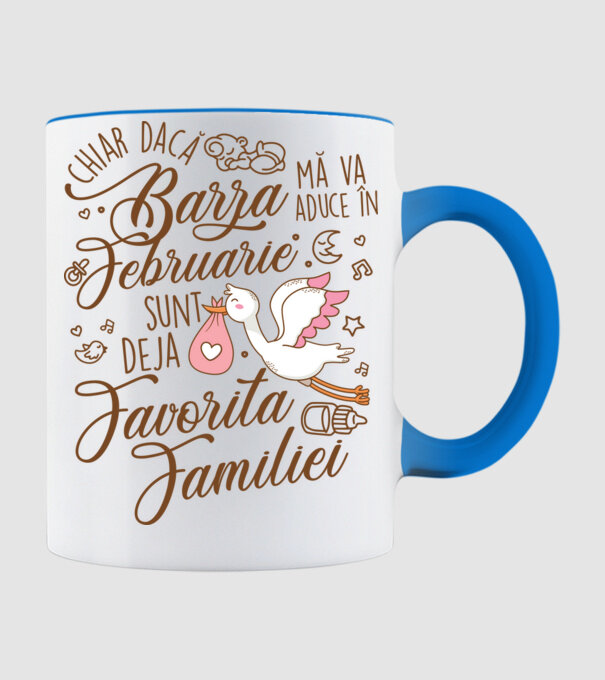 Favorita familiei FEBRUARIE model albastru deschis pe tricou