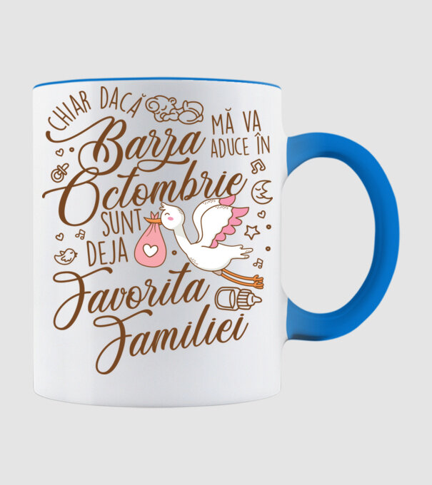 Favorita familiei OCTOMBRIE model albastru deschis pe tricou