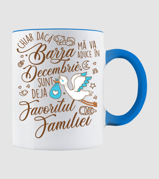 Favoritul familiei DECEMBRIE model albastru deschis pe tricou
