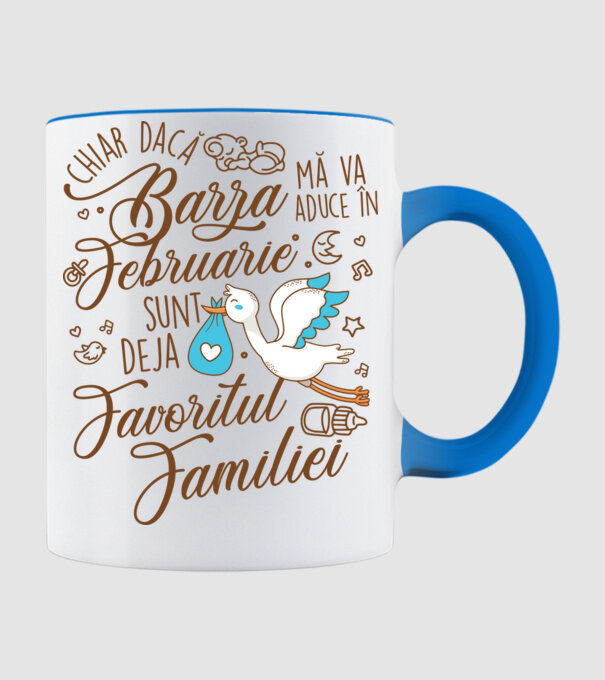Favoritul familiei FEBRUARIE model albastru deschis pe tricou